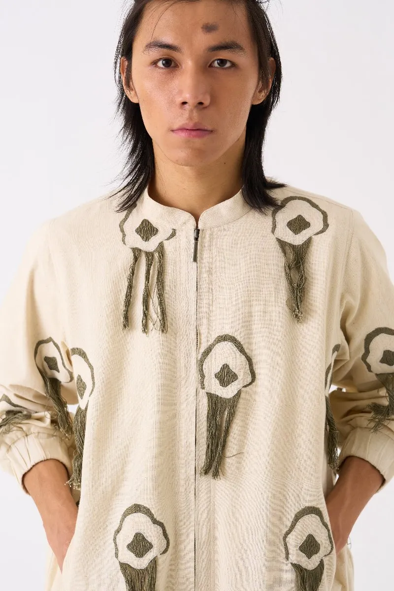 Fringe Bomber Jacket Co Ord Set Of 2 Ivory