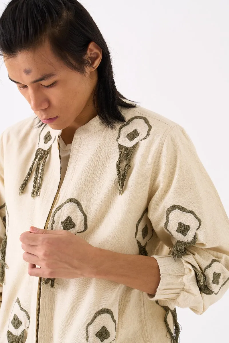 Fringe Bomber Jacket Co Ord Set Of 2 Ivory