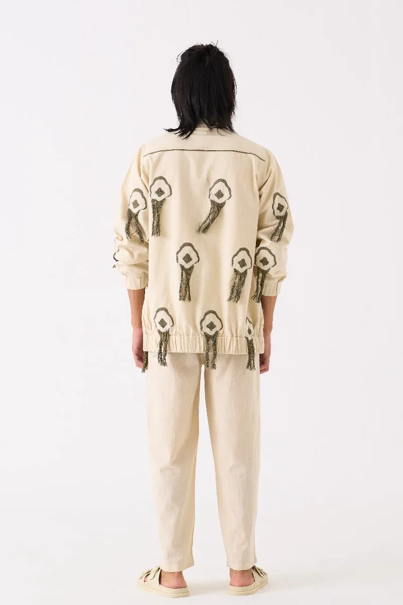 Fringe Bomber Jacket Co Ord Set Of 2 Ivory