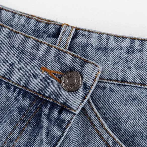 Fringed Hem Split-Front Denim Skirt - SALE