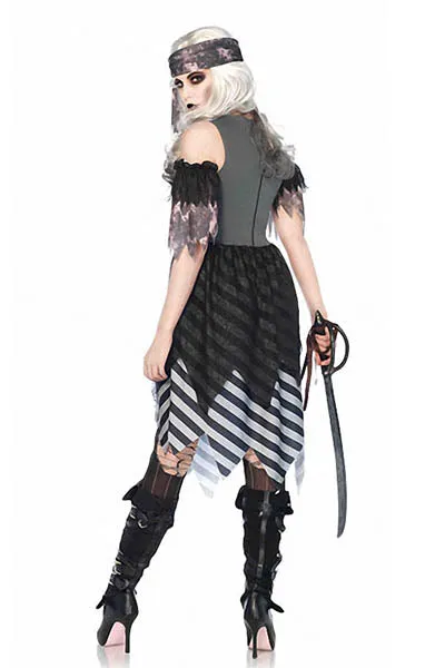 Ghost Pirate Women Costume Tattered Dress