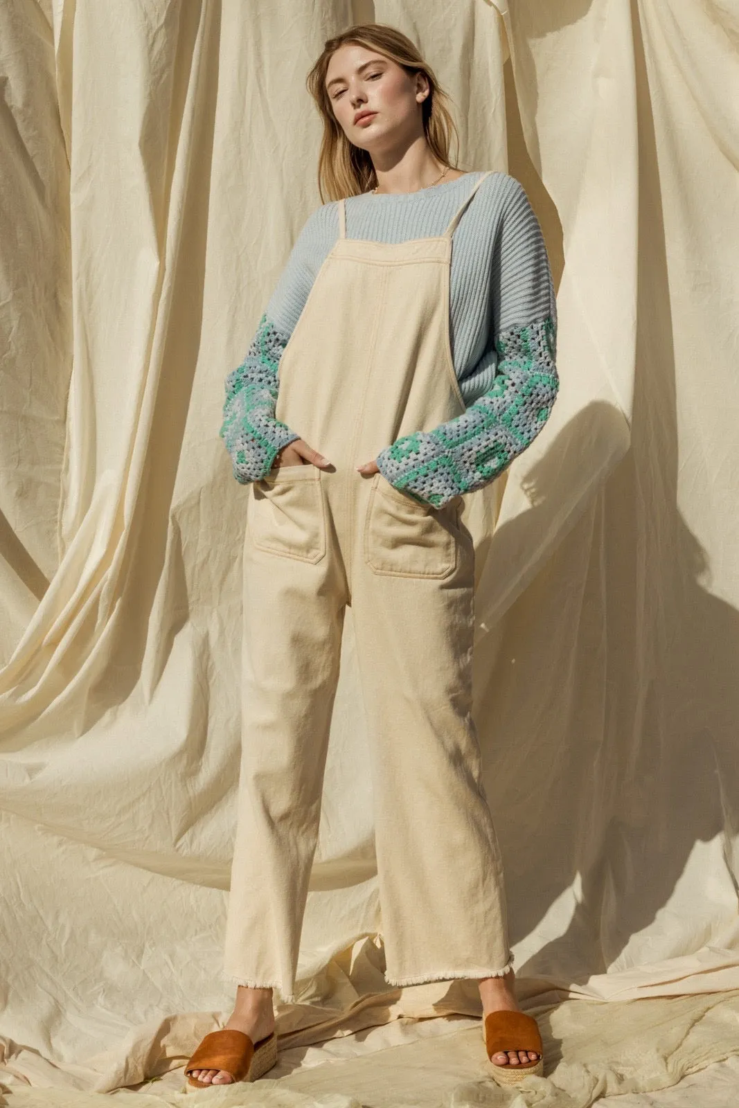 Gilli Oatmeal Denim Front Pocket Overall