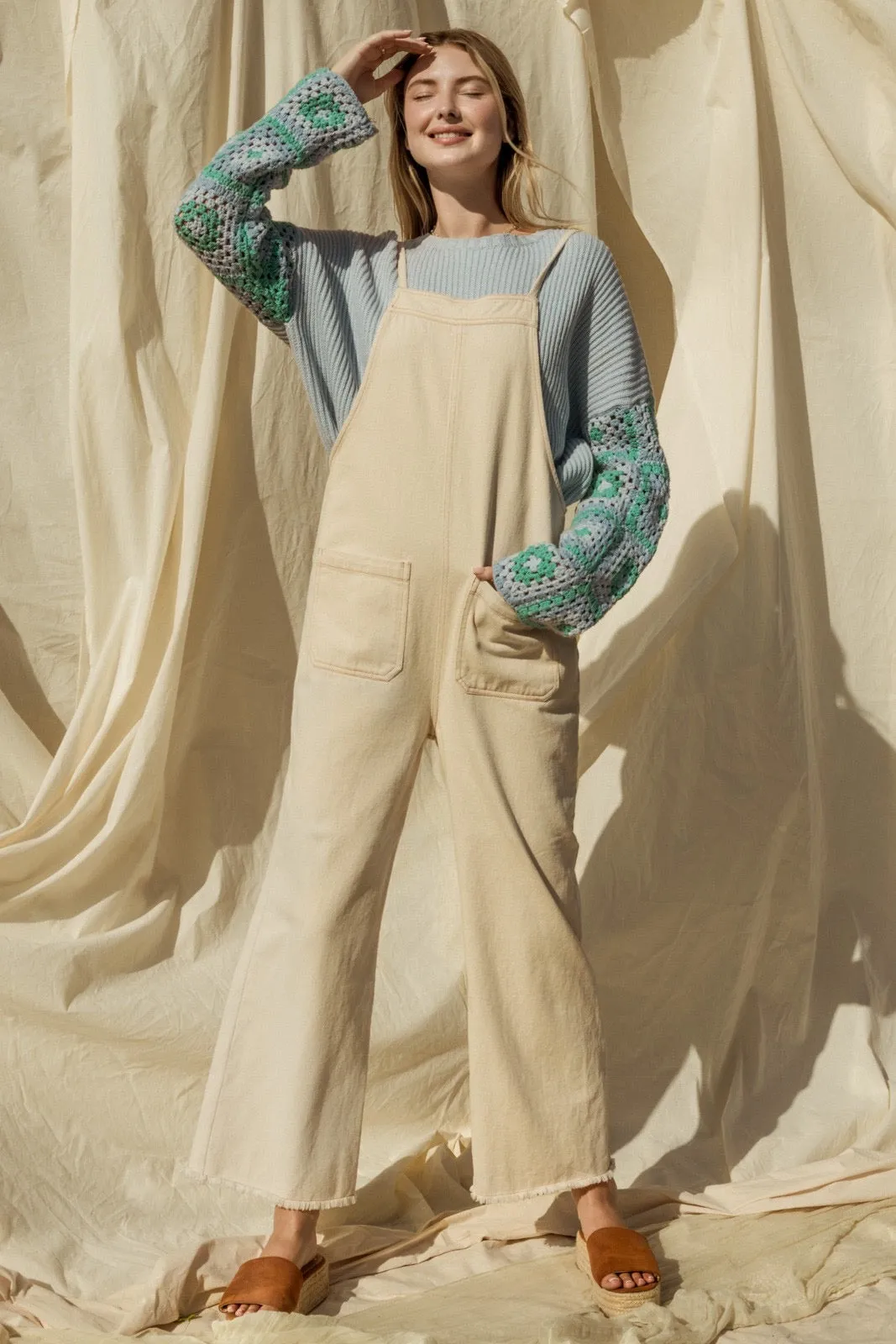 Gilli Oatmeal Denim Front Pocket Overall