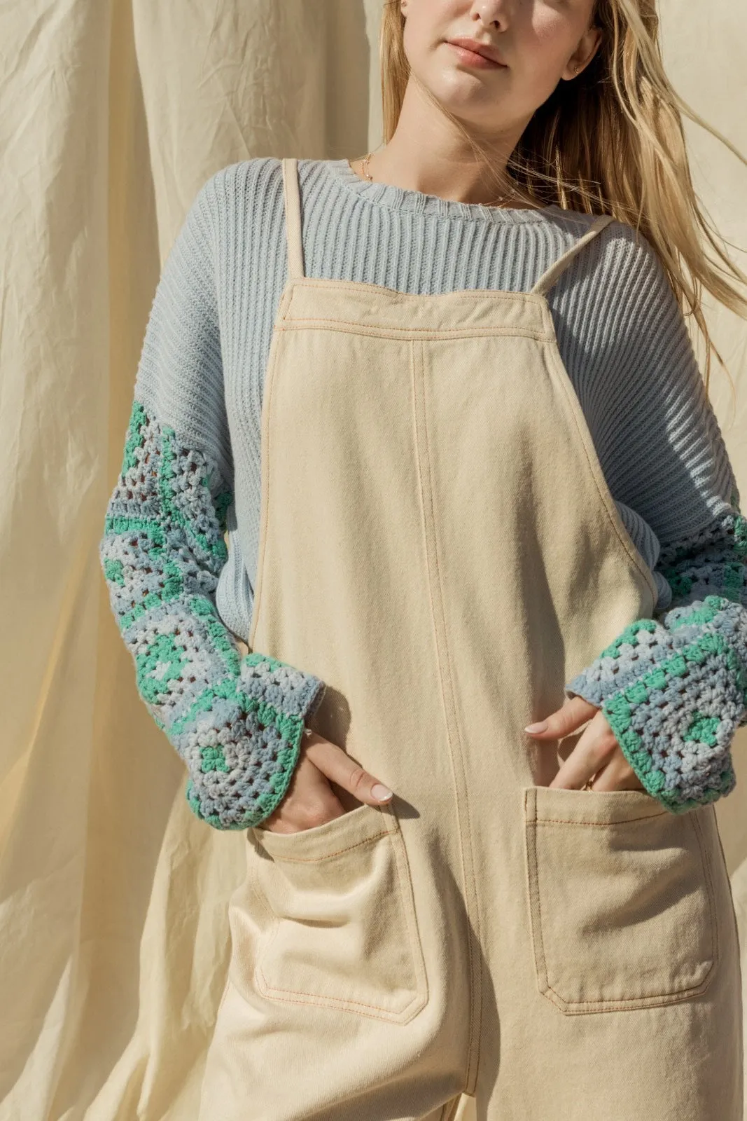 Gilli Oatmeal Denim Front Pocket Overall