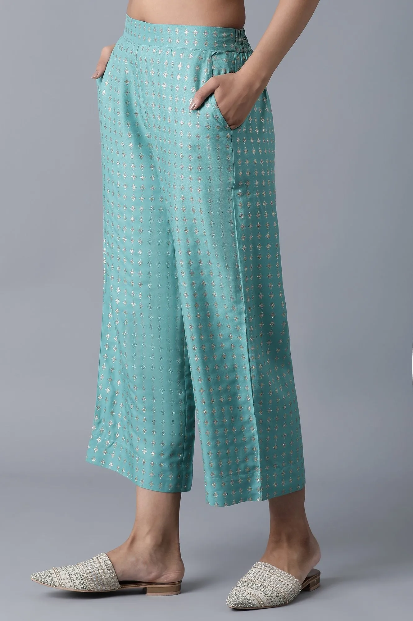 Green Floral Print Culotte
