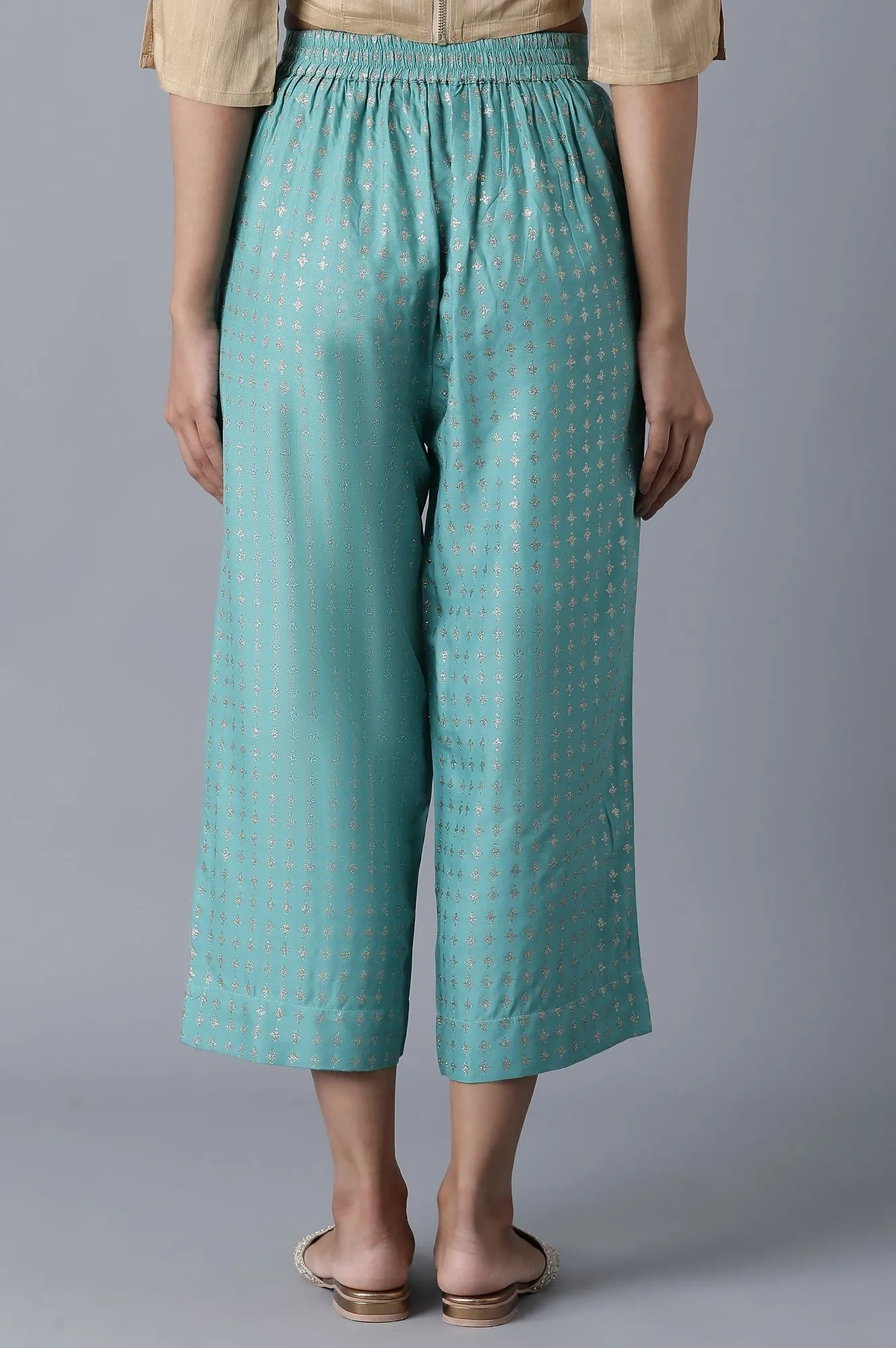 Green Floral Print Culotte