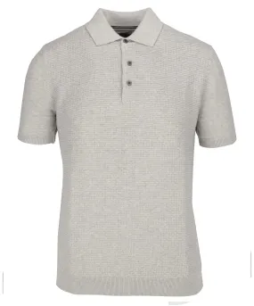 Guide London Light Grey Jacquard Short Sleeve Button Up Polo
