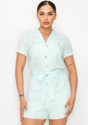 Haute Monde Button Down Romper HMP40572