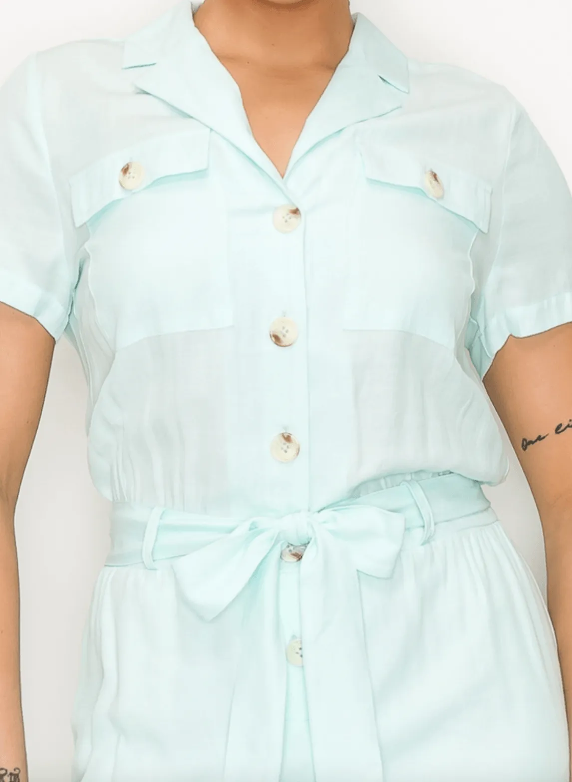 Haute Monde Button Down Romper HMP40572