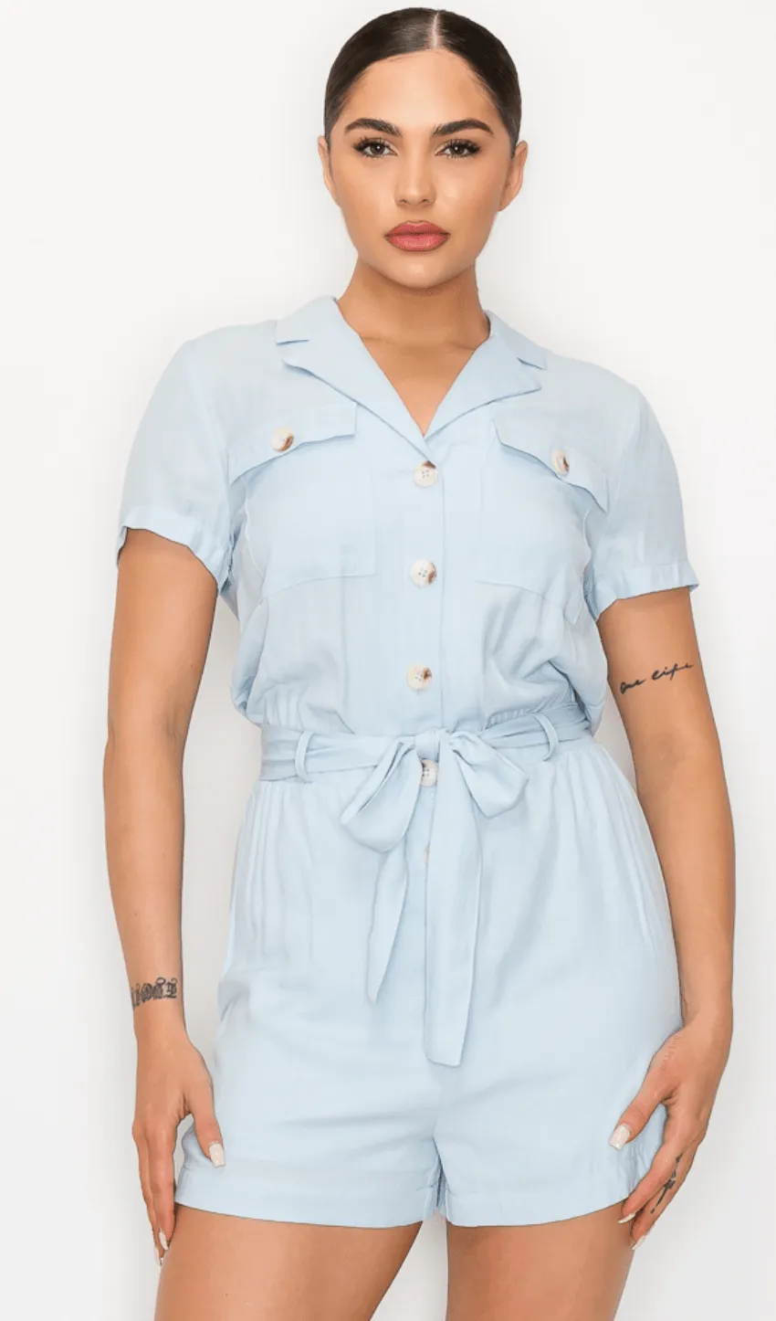 Haute Monde Button Down Romper HMP40572