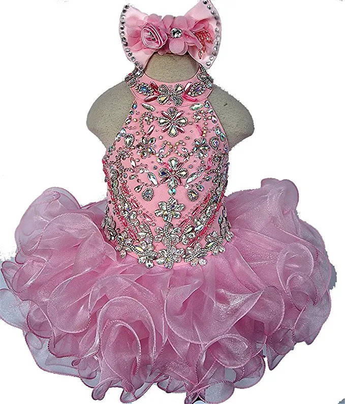 Heavy Beaded Little Girl/Child/Toddler Cupcake Pageant Dress