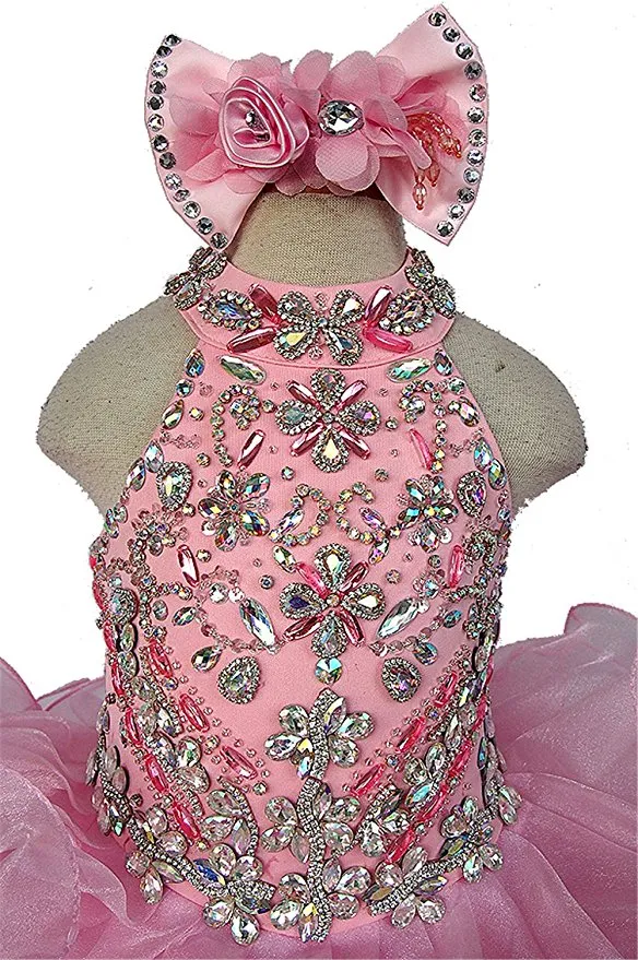 Heavy Beaded Little Girl/Child/Toddler Cupcake Pageant Dress