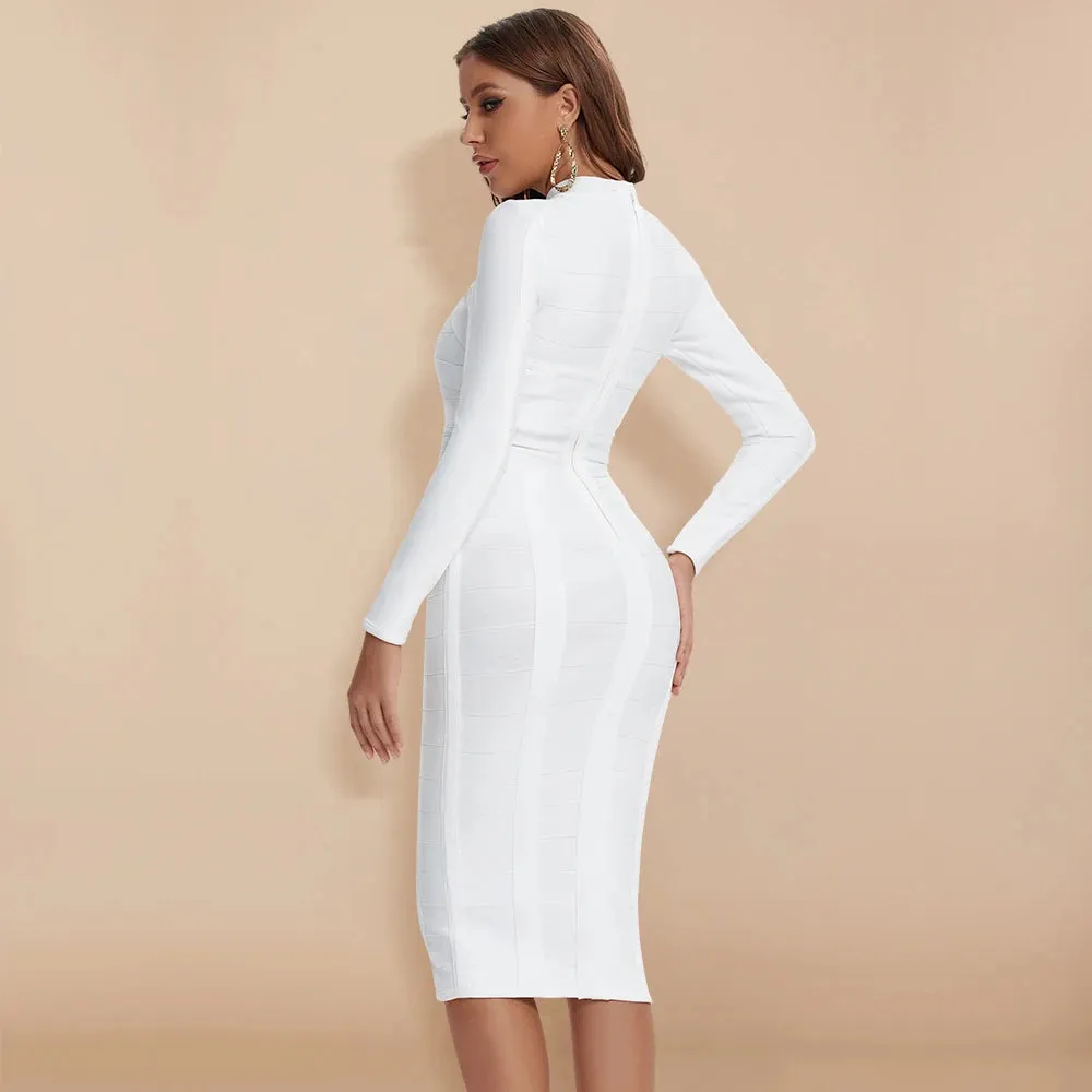 Hollow Out long sleeve bodycon Bandage Dress