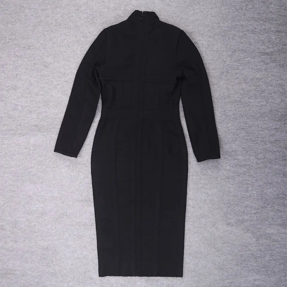 Hollow Out long sleeve bodycon Bandage Dress