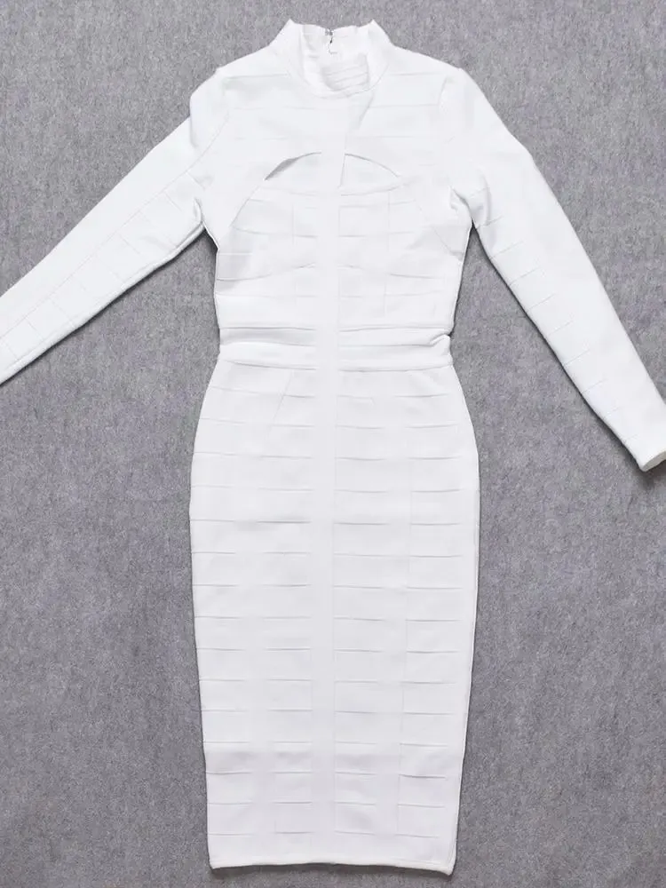Hollow Out long sleeve bodycon Bandage Dress