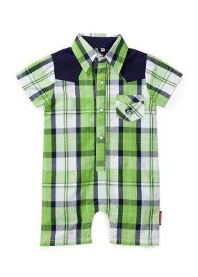 Infant Joshua Green Plaid Rockabilly Romper