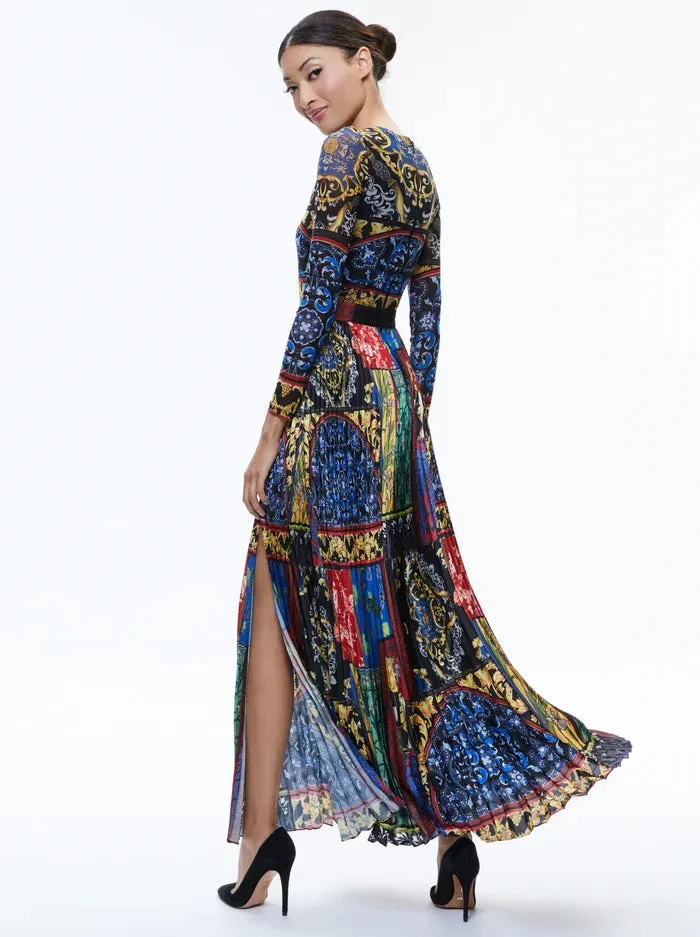 Ivey Pleated Skirt Maxi Dress After Sunset - Alice   Olivia