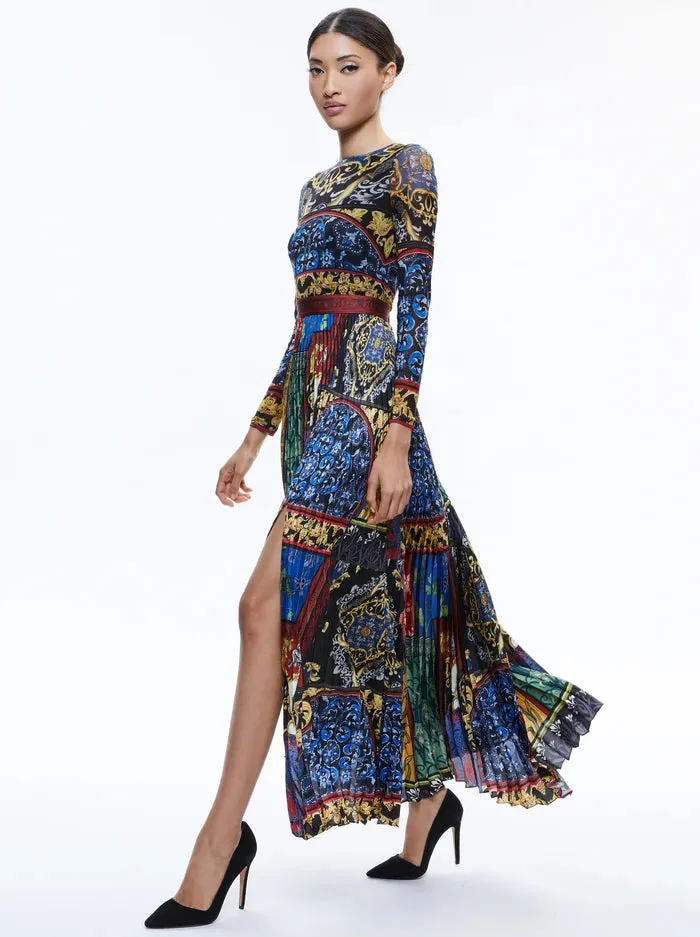 Ivey Pleated Skirt Maxi Dress After Sunset - Alice   Olivia