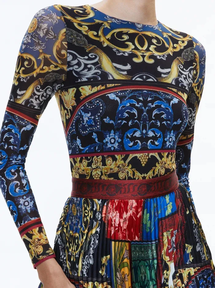 Ivey Pleated Skirt Maxi Dress After Sunset - Alice   Olivia