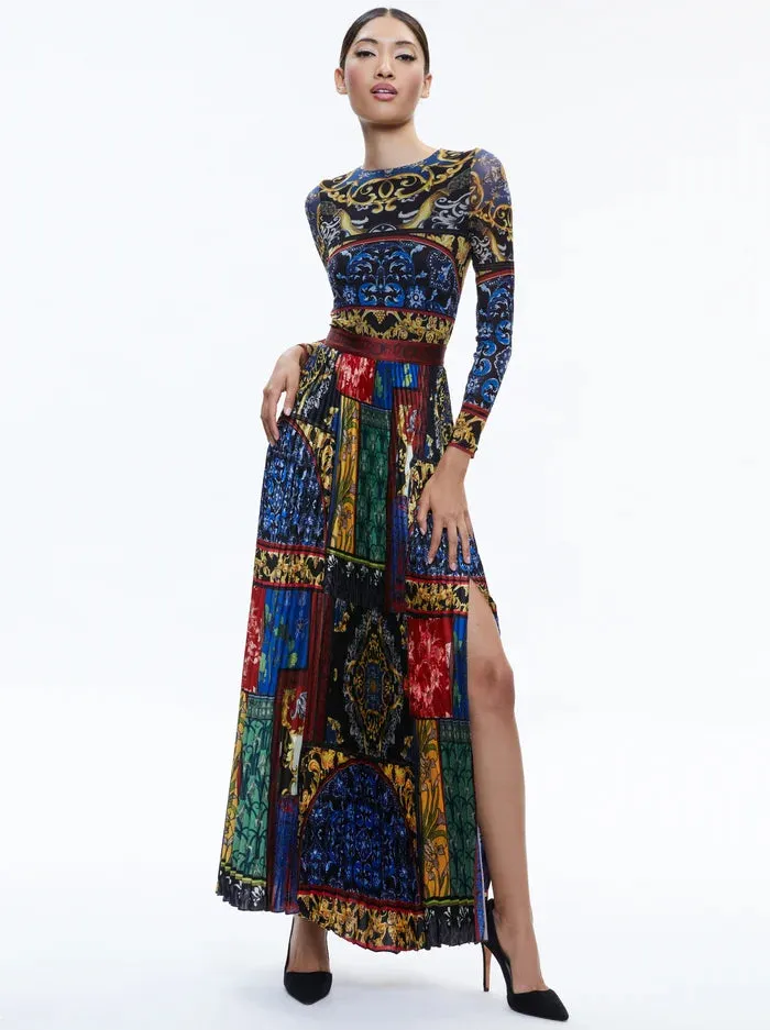 Ivey Pleated Skirt Maxi Dress After Sunset - Alice   Olivia