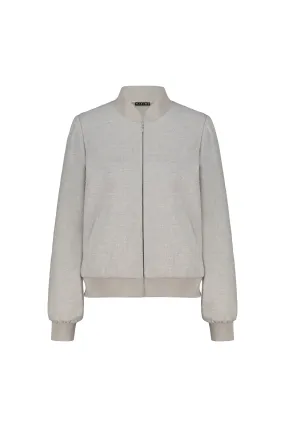 JASIONE GRAY WOOL-CASHMERE BLEND TWEED BOMBER JACKET