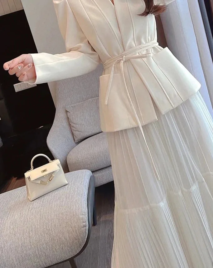 KATIA Blazer and Tulle Maxi Skirt Two Piece Set