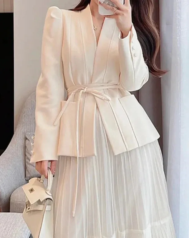 KATIA Blazer and Tulle Maxi Skirt Two Piece Set