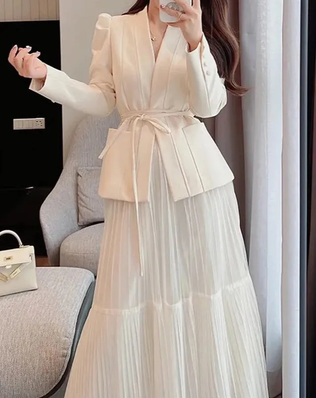 KATIA Blazer and Tulle Maxi Skirt Two Piece Set