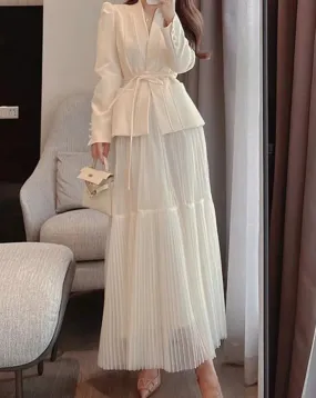 KATIA Blazer and Tulle Maxi Skirt Two Piece Set