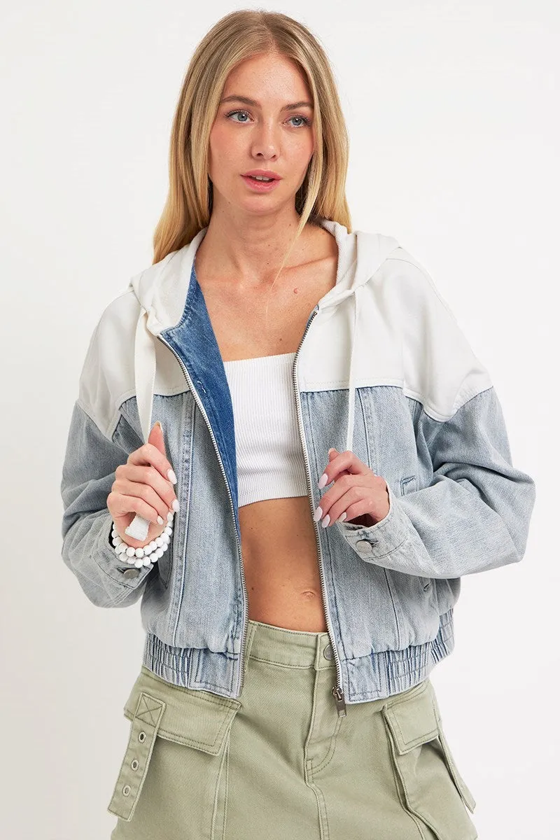 Kyleigh 12 Contrast Hooded Bomber Jacket