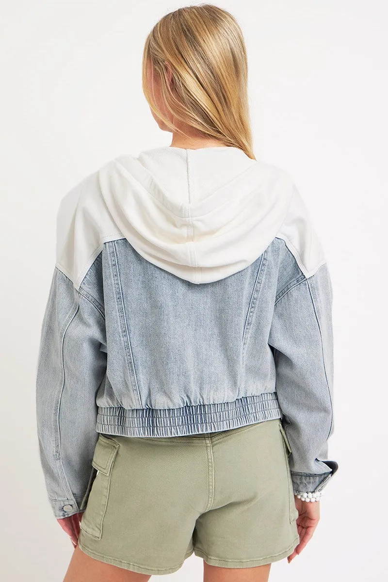 Kyleigh 12 Contrast Hooded Bomber Jacket