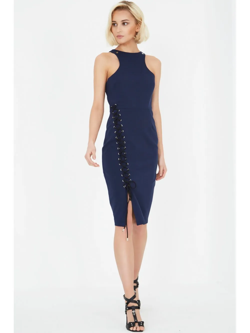 Lavish Alice Asymmetric Bodycon Midi Dress
