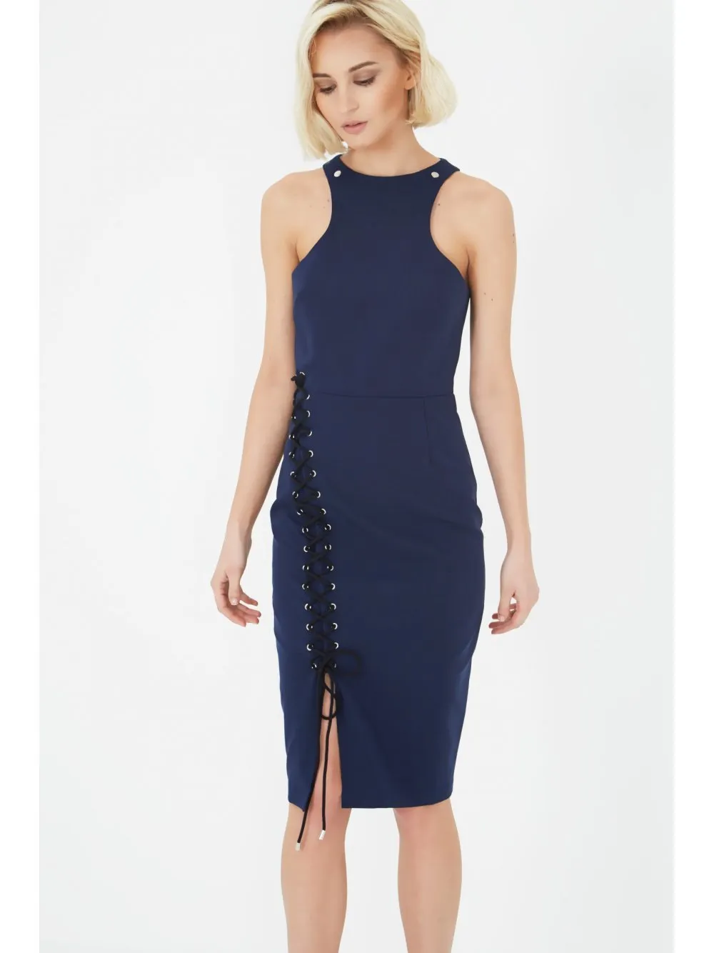Lavish Alice Asymmetric Bodycon Midi Dress