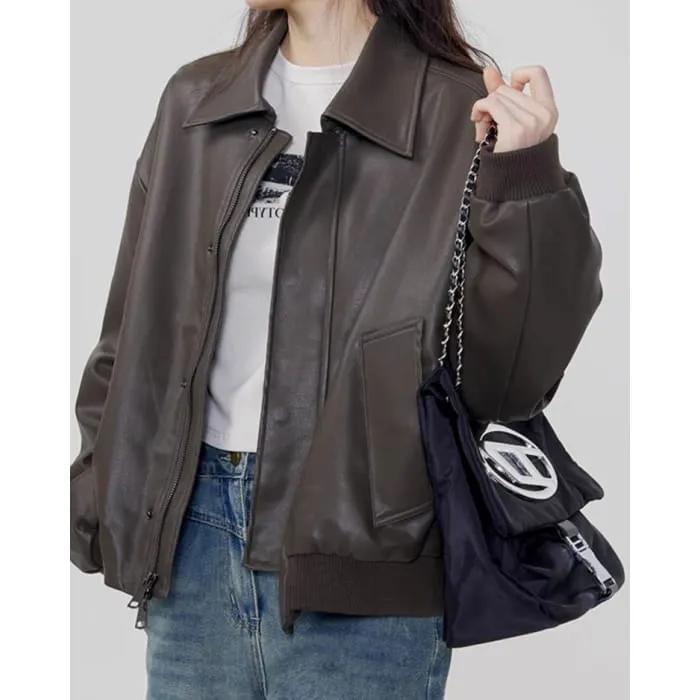 Leather Bomber Jacket