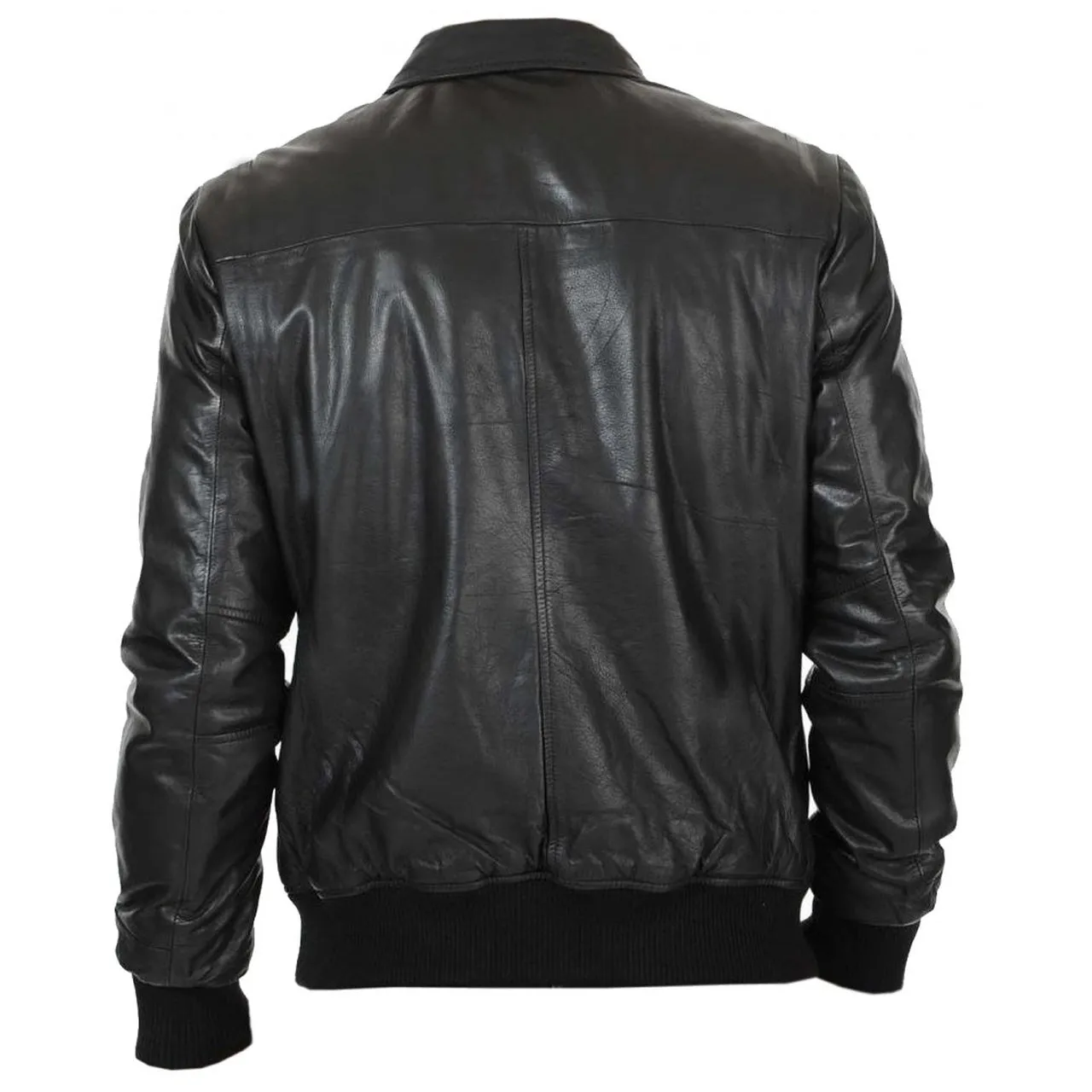 Lexo Genuine Lambskin Bomber Jacket For Men In Black