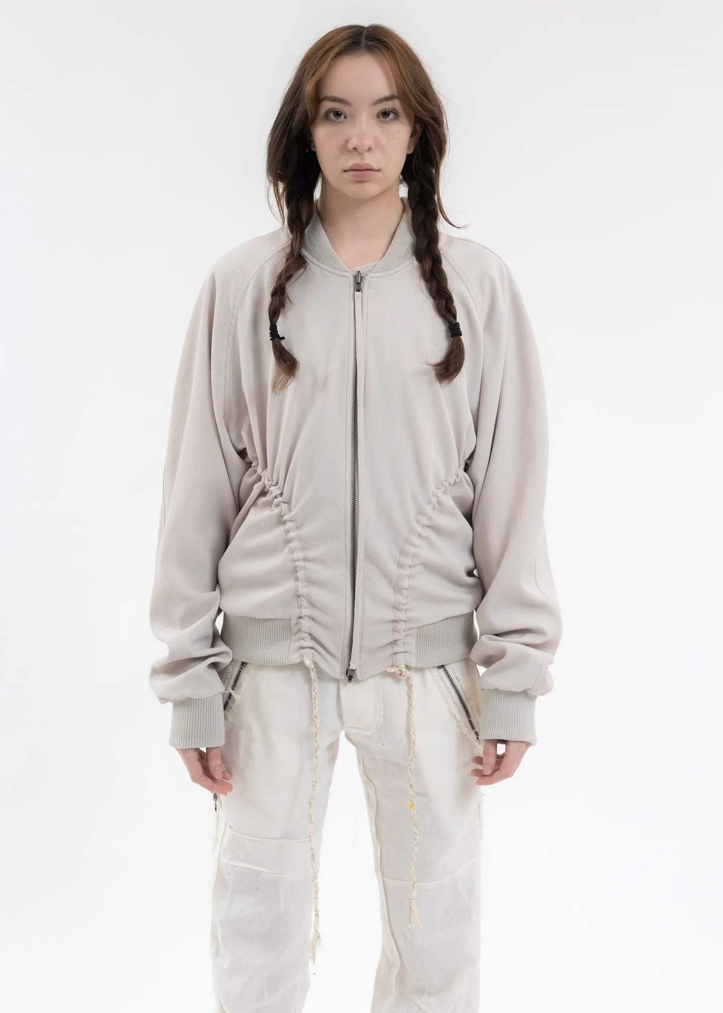 LIGHT GREY REVERSIBLE BOMBER JACKET