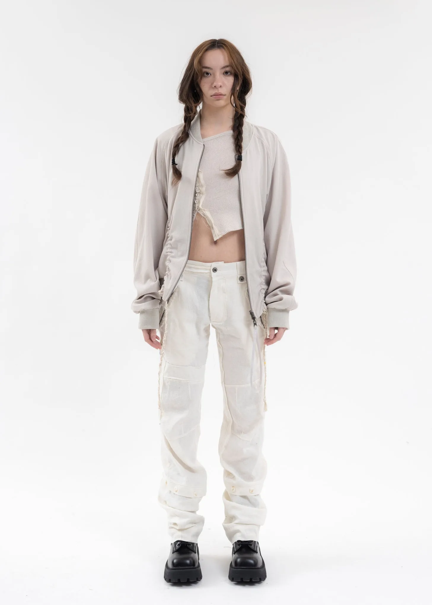 LIGHT GREY REVERSIBLE BOMBER JACKET