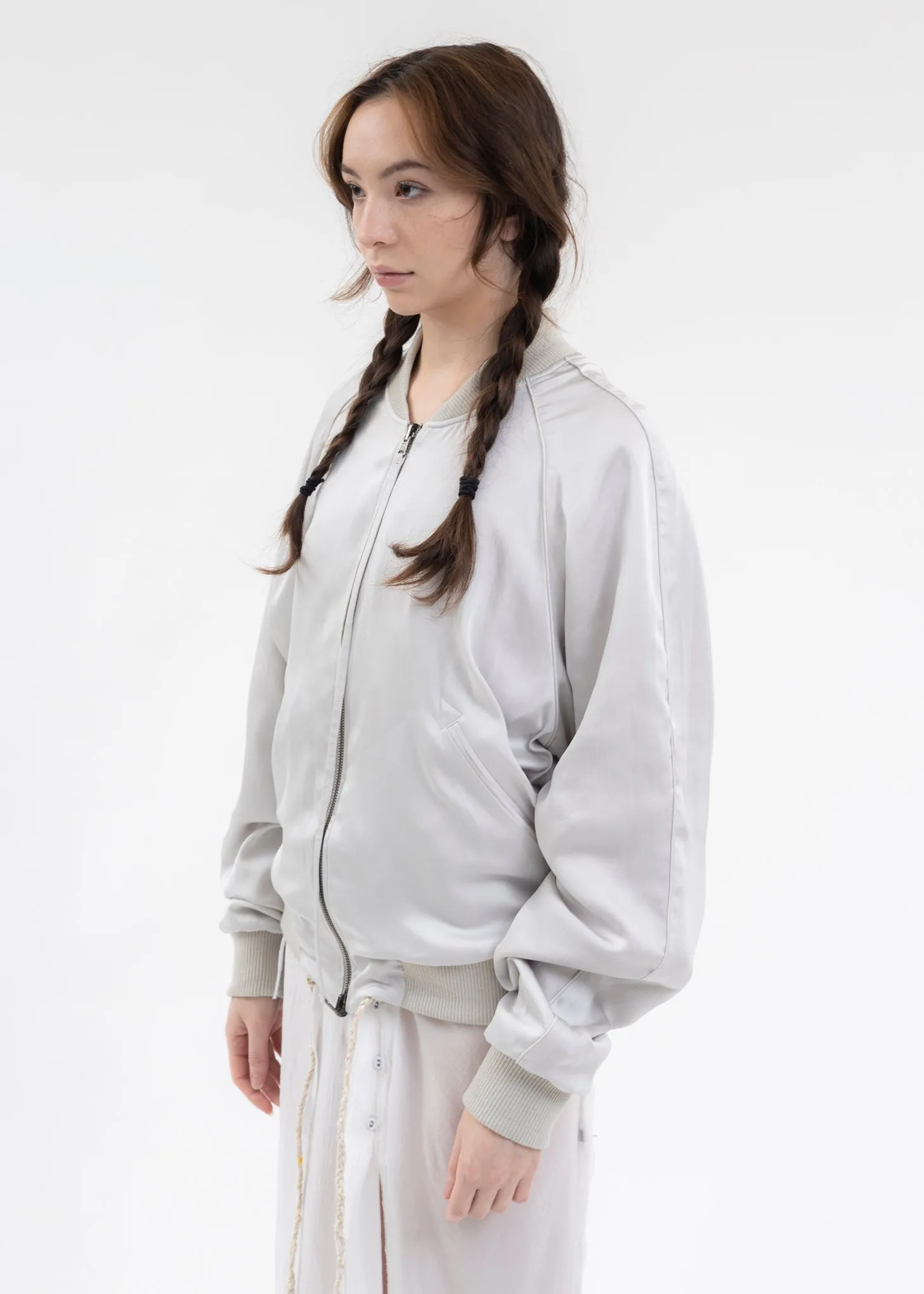 LIGHT GREY REVERSIBLE BOMBER JACKET