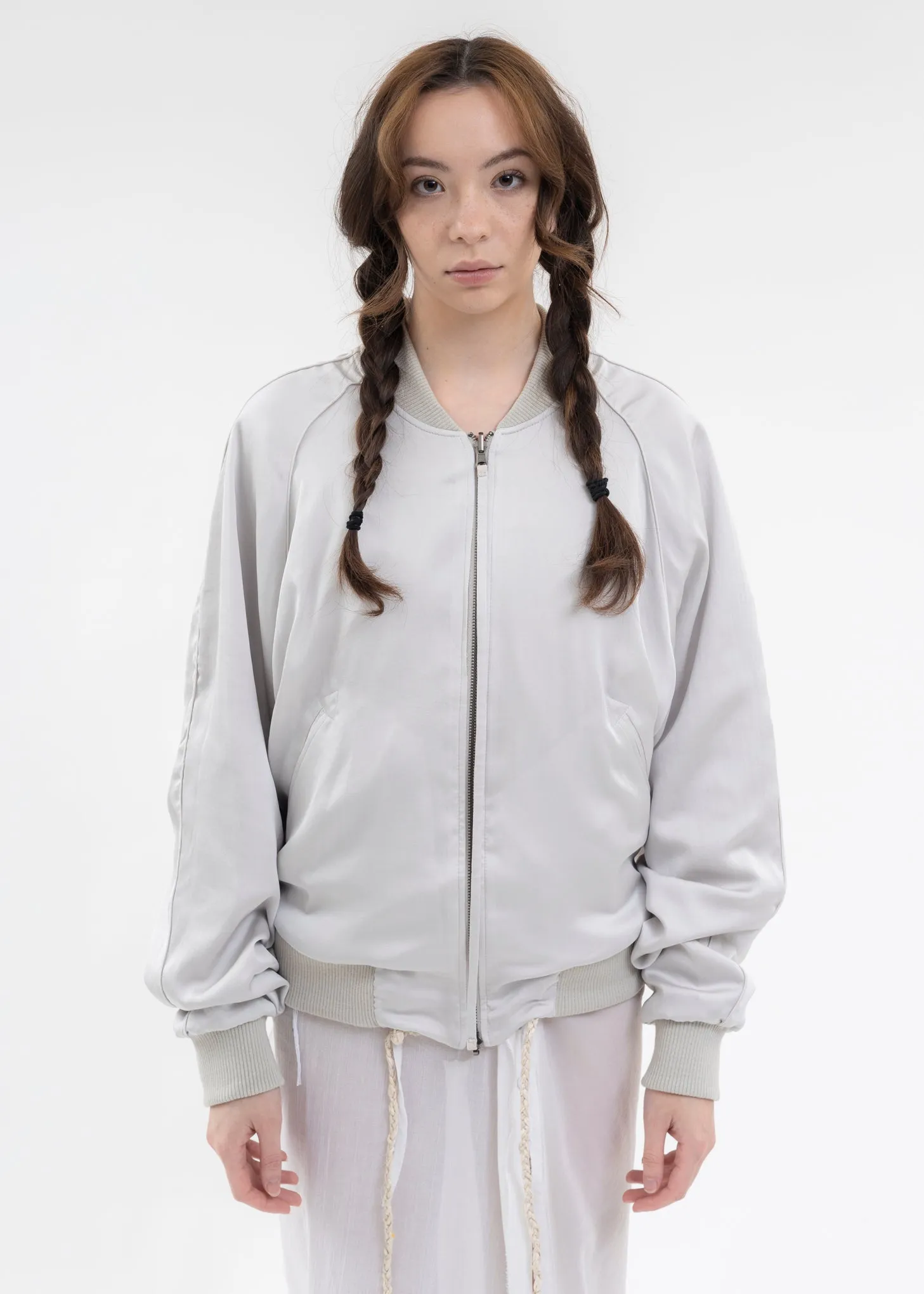 LIGHT GREY REVERSIBLE BOMBER JACKET