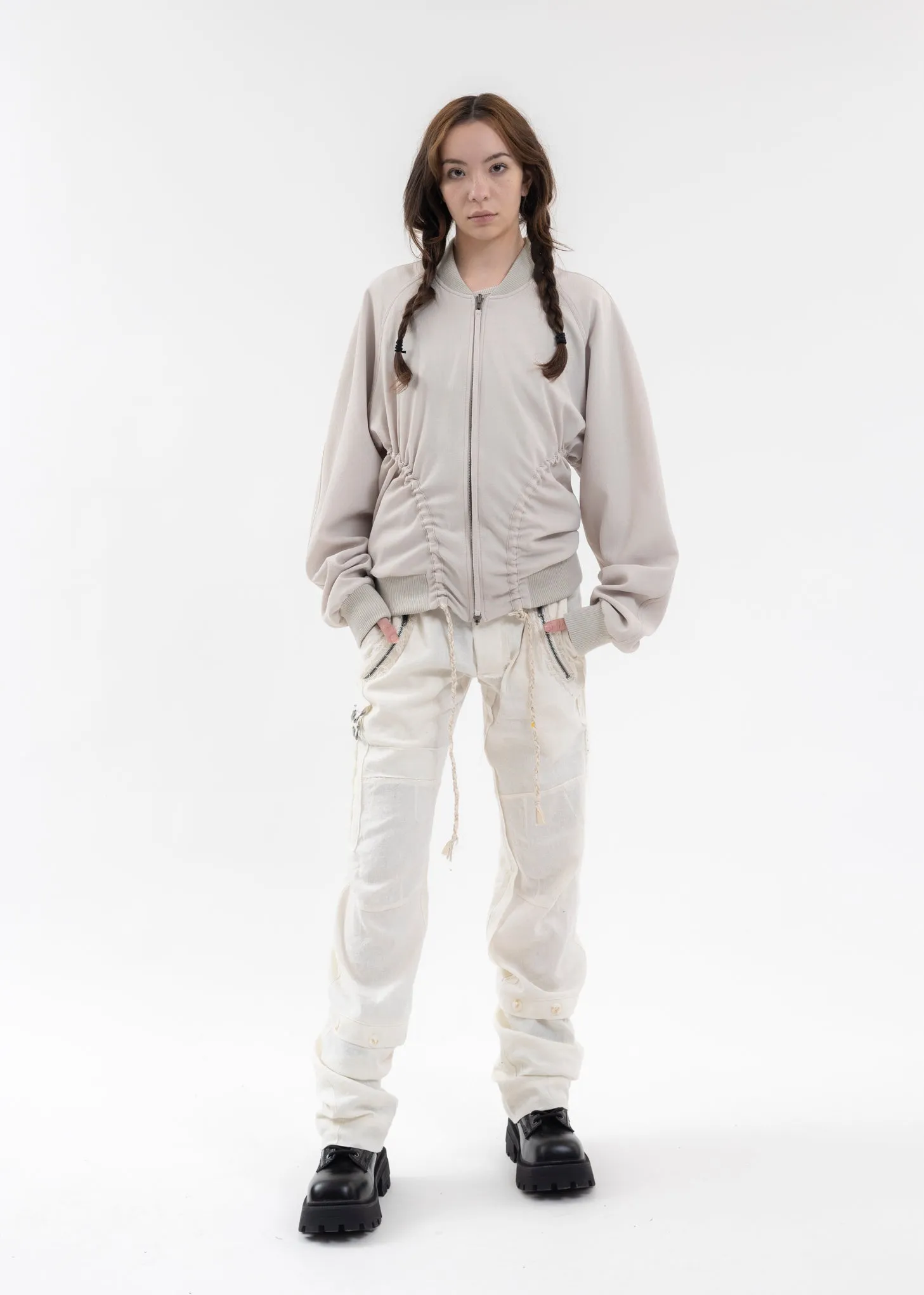 LIGHT GREY REVERSIBLE BOMBER JACKET