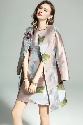 Limited Edition New Luxury Jacquard Print Windbreaker Coat jacket   dress two piece suit set - Lane set