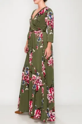 Linda Wrap Dress- Olive