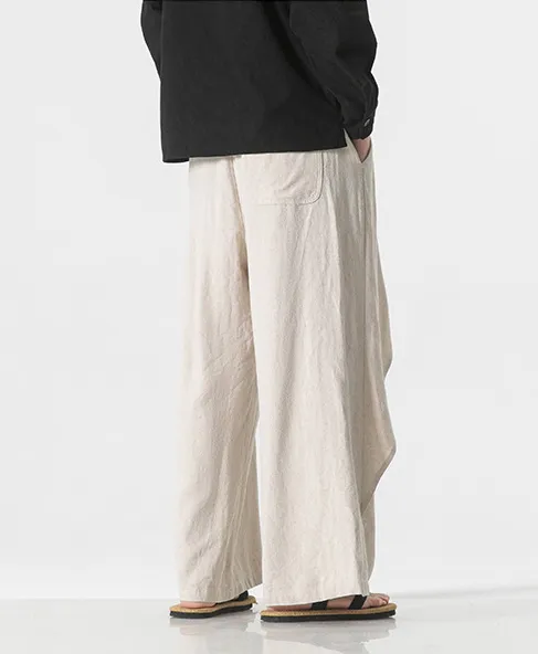 Linen Japanese Style Pants Retro Unisex