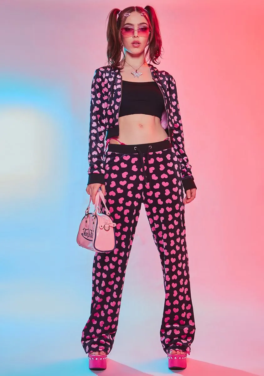Loyal Maneater Velour Track Pants- Black