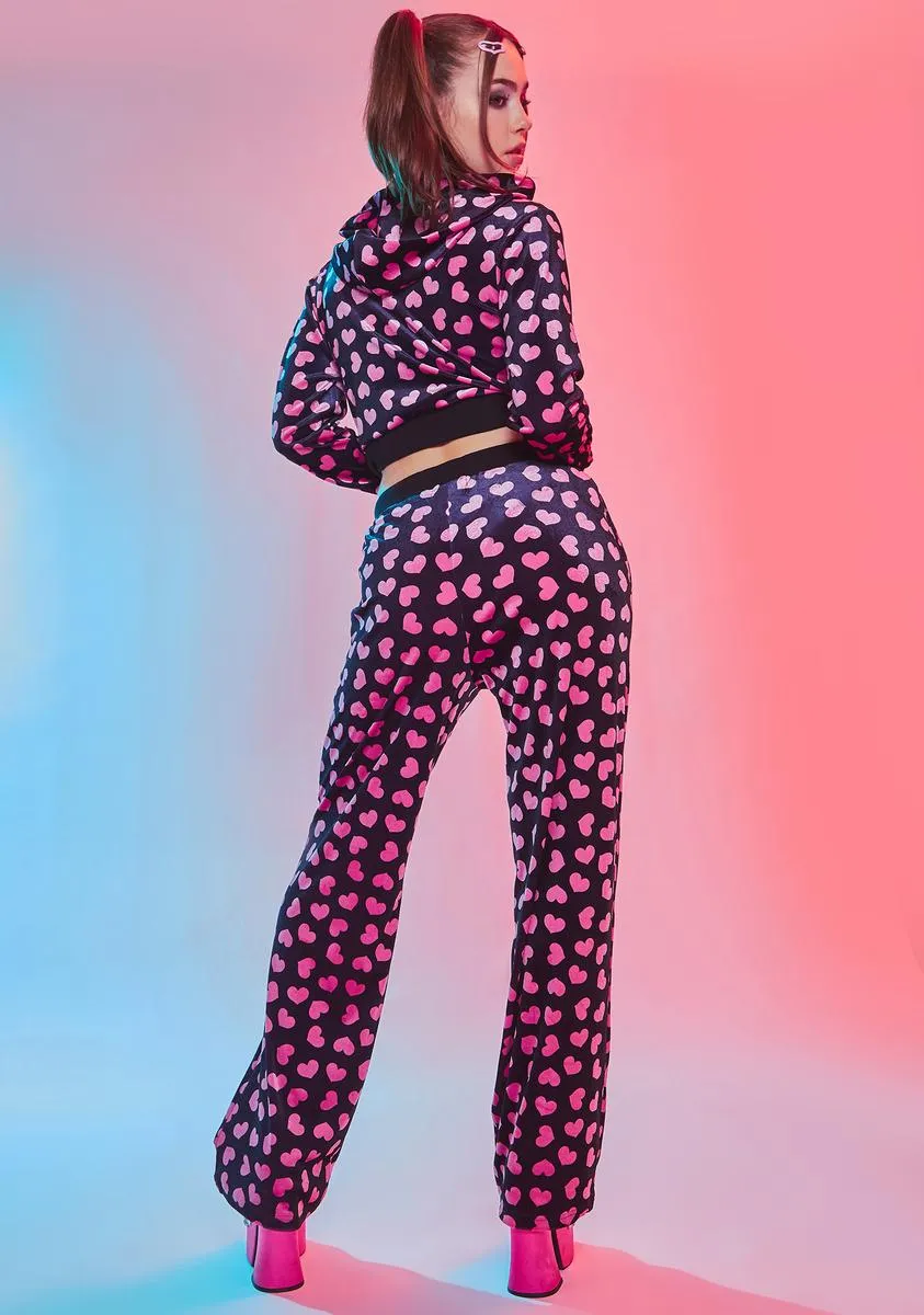 Loyal Maneater Velour Track Pants- Black