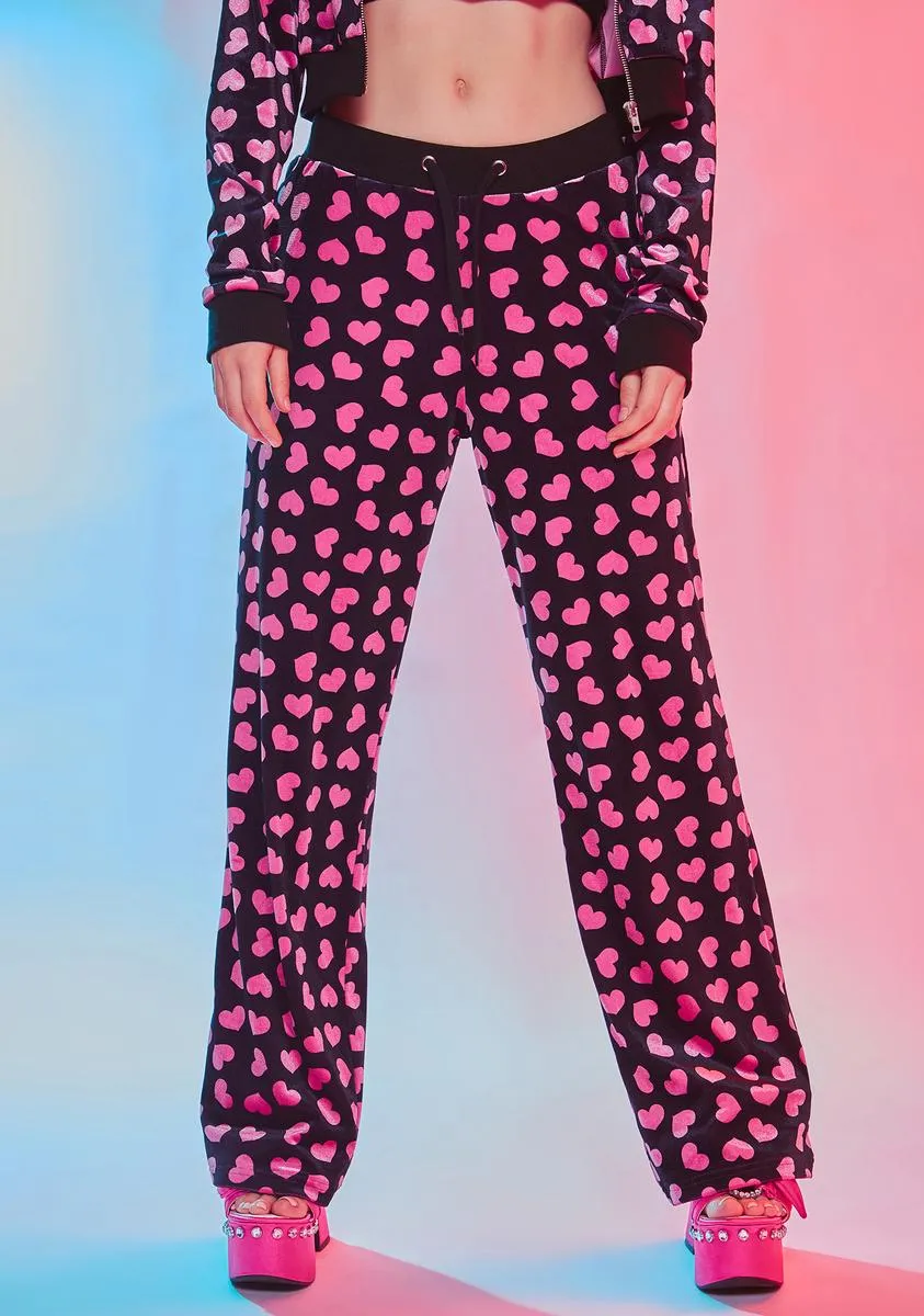 Loyal Maneater Velour Track Pants- Black