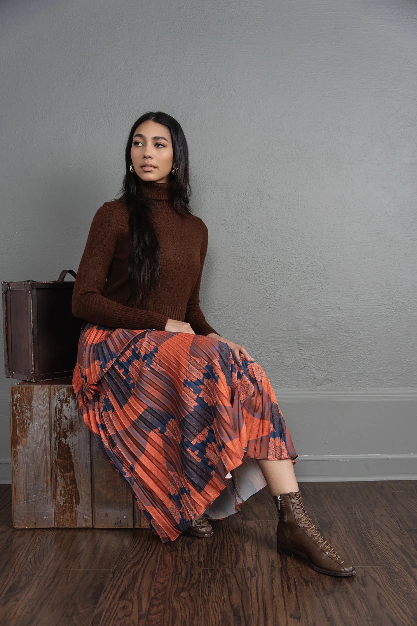 maxi length pleated slip dress