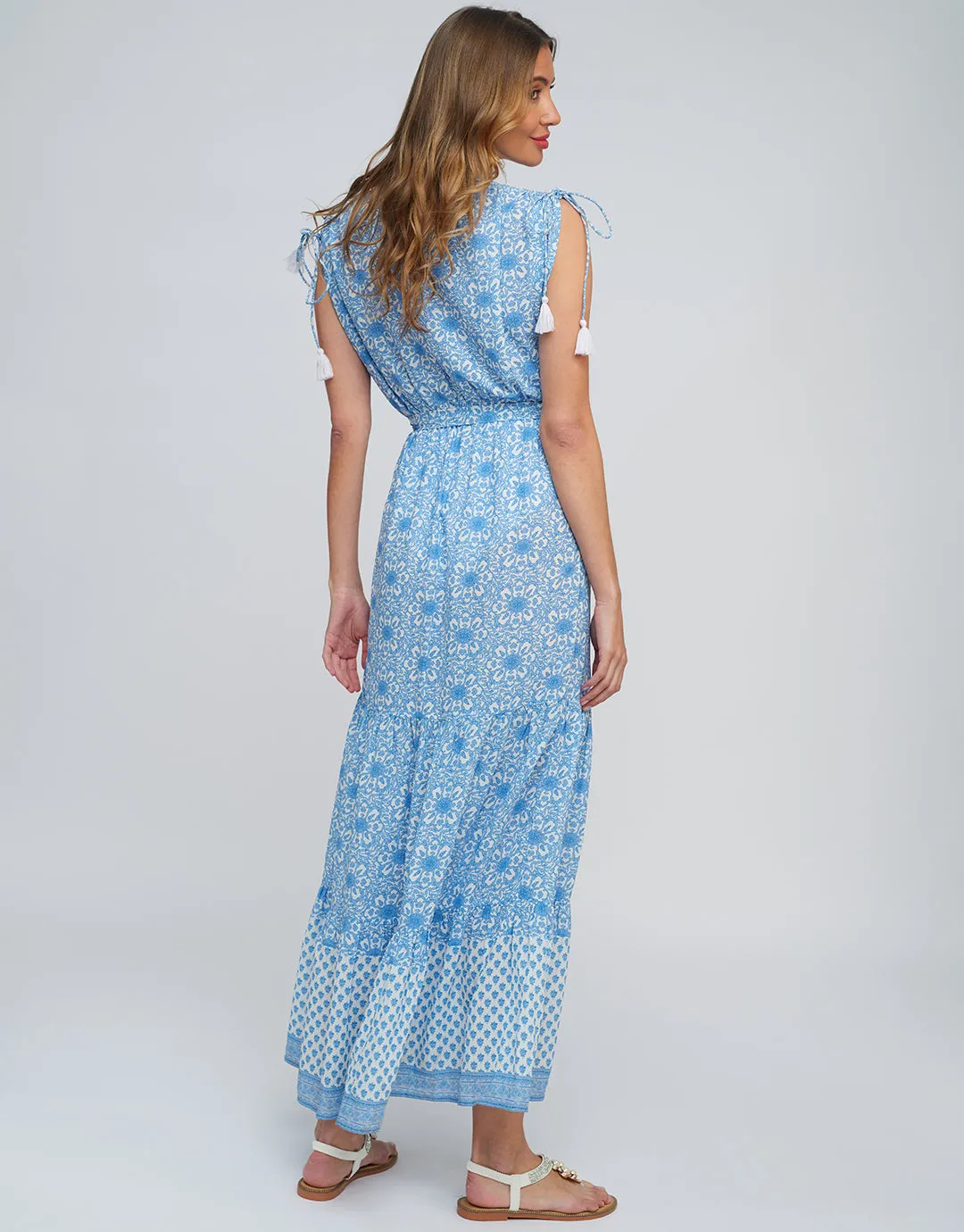 Maya Maxi Dress - Blue and White