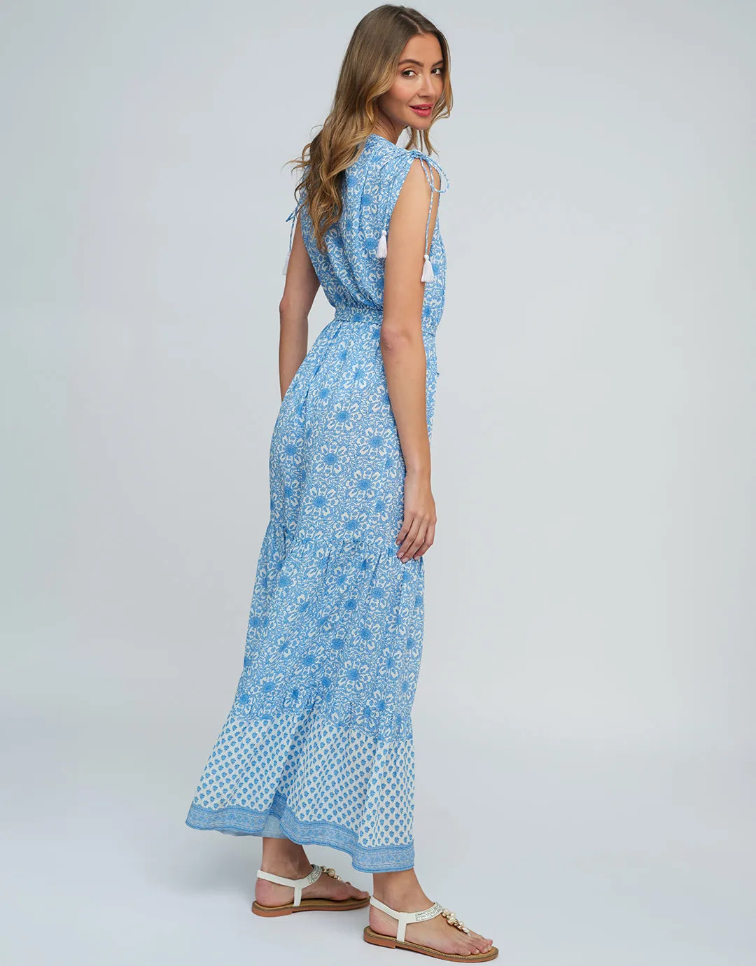 Maya Maxi Dress - Blue and White