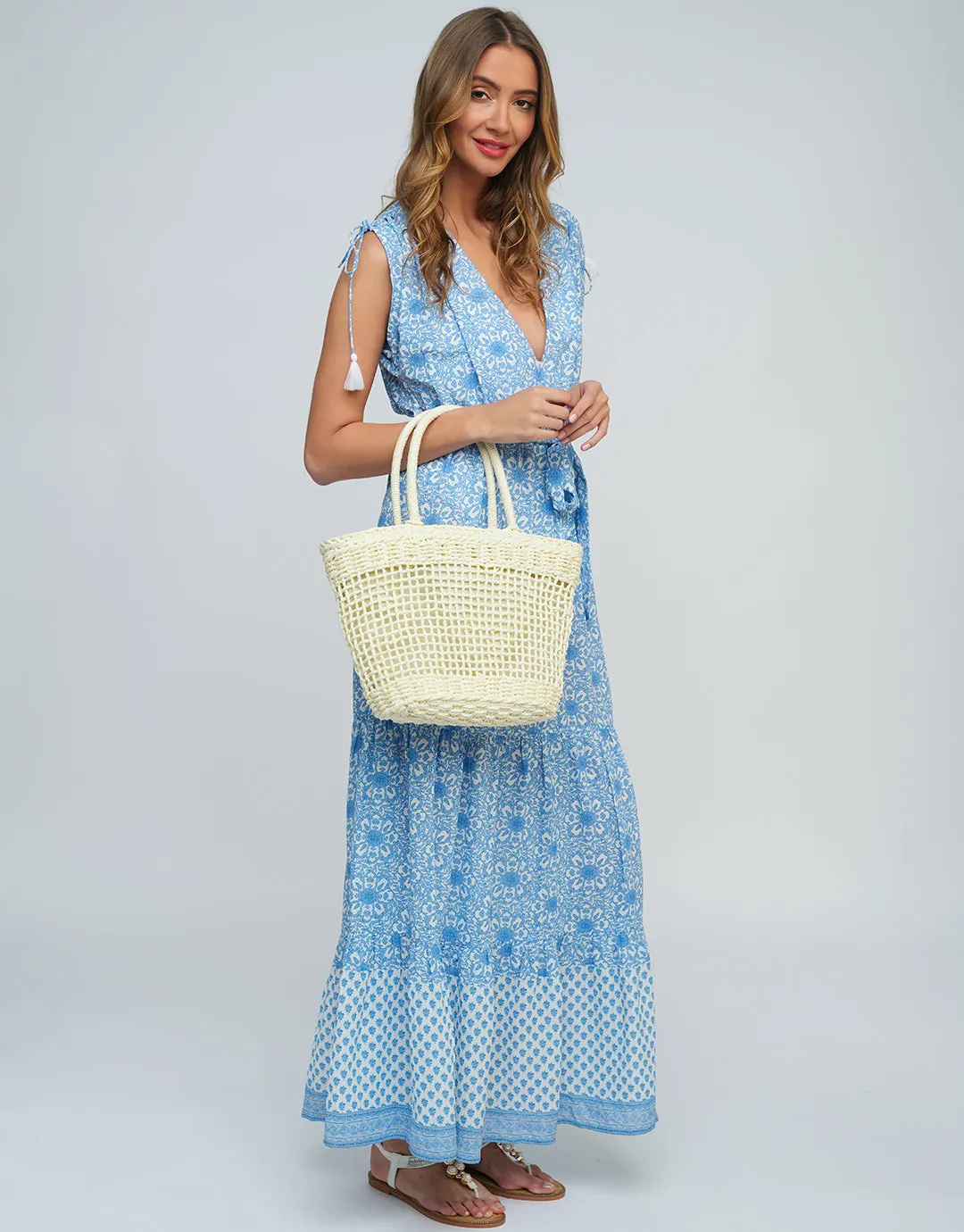 Maya Maxi Dress - Blue and White